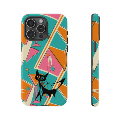 Atomic Cat Mid Mod Retro Cat Phone Case - Tough Cases for Stylish Cat Lovers - Mid Century Modern Gal