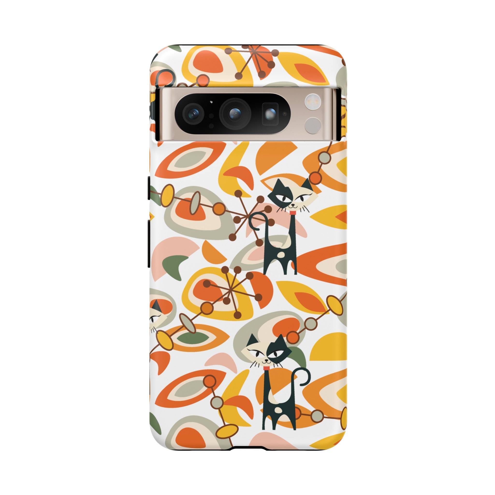 Atomic Cat Mid Mod Orange, Yellow, Groovy Cat Smart Phone Tough Cases