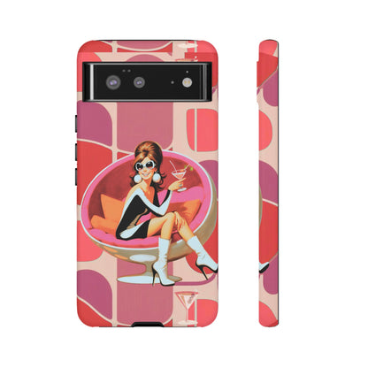 Mid Mod 60s Mod Gal, Kick Back Enjoy, Retro Chic Phone Case with Cocktail Design