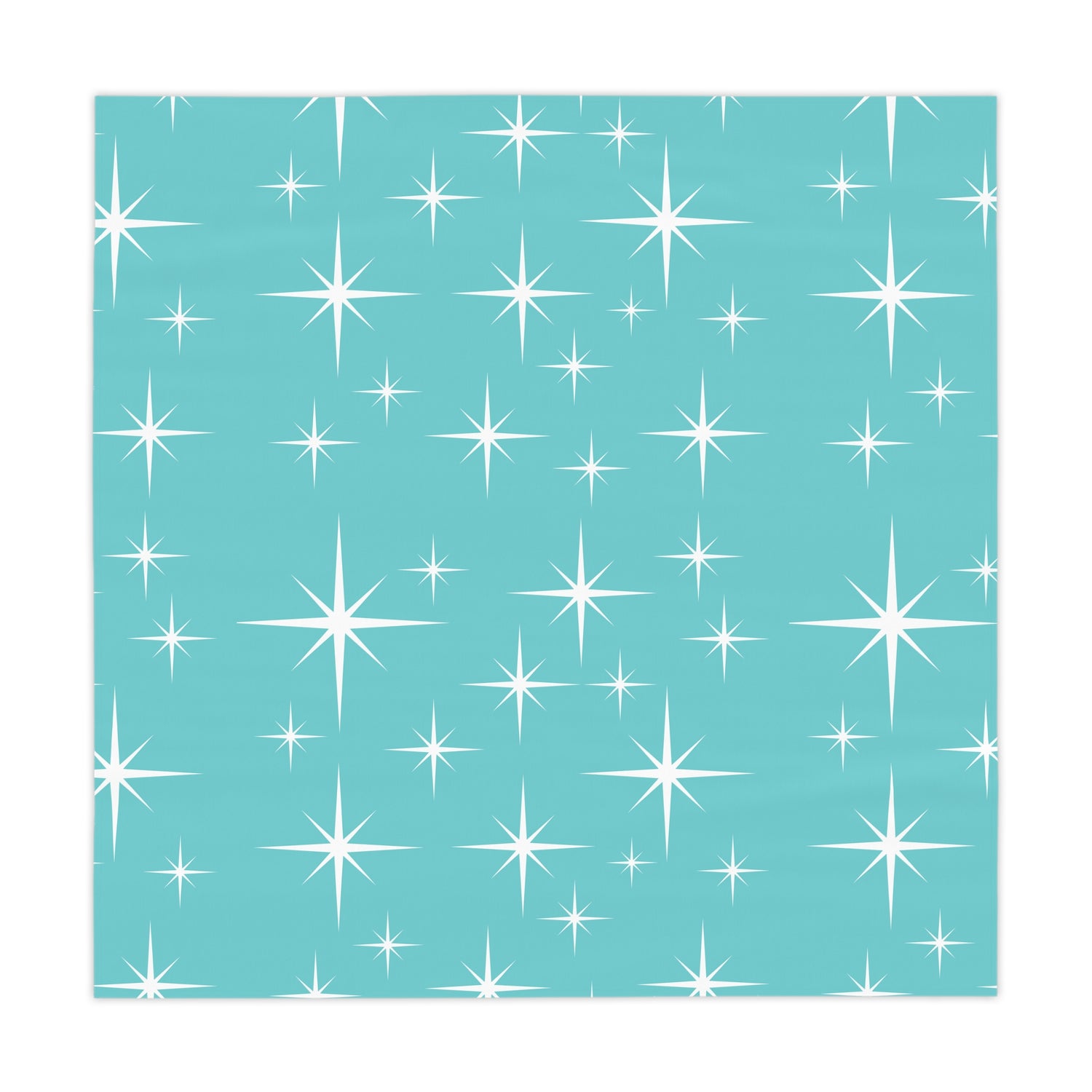 Atomic Starburst Aqua Blue Mid Century Modern Tablecloth