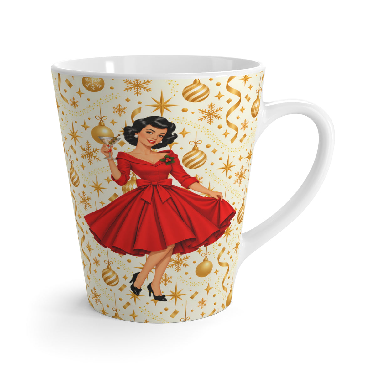 Mid Century Modern Christmas Martini Gal Latte Mug