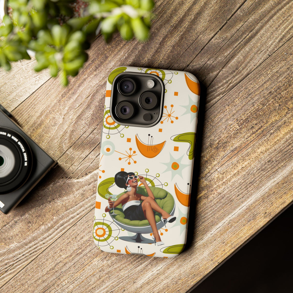 Mid Century Modern Atomic Starburst Mid Mod 60s Gal Retro Chic Tough Phone Case with Vintage Glamour Design