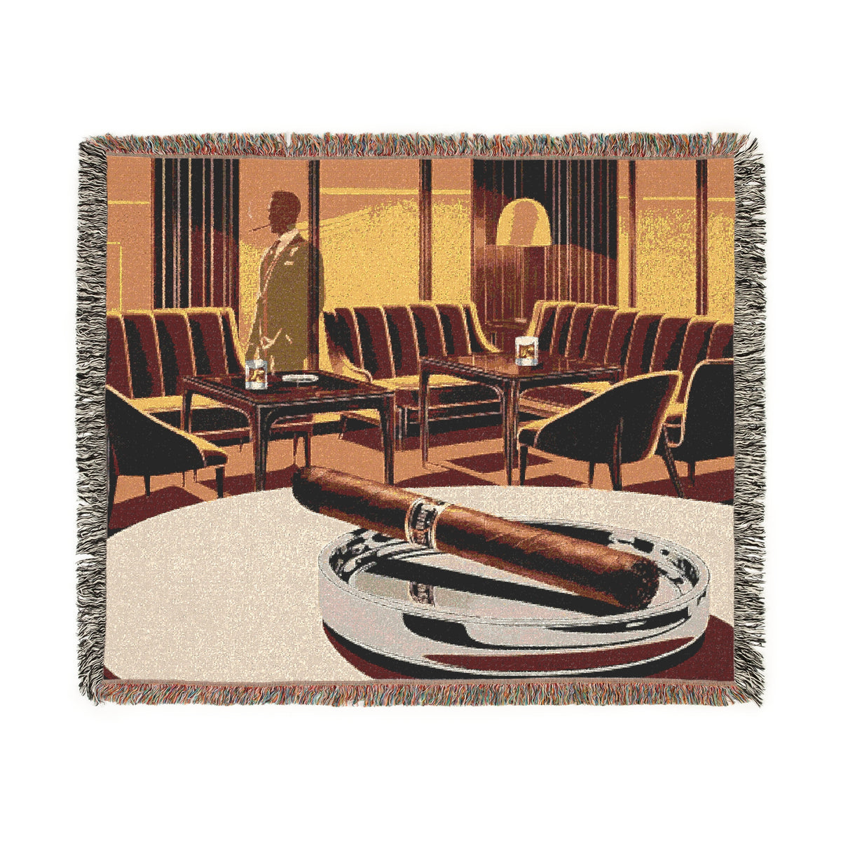Mid Mod Retro Dude, Vintage Lounge Woven Blanket, Cozy Throw, Home Decor, Gift for Him - Mid Century Modern Gal