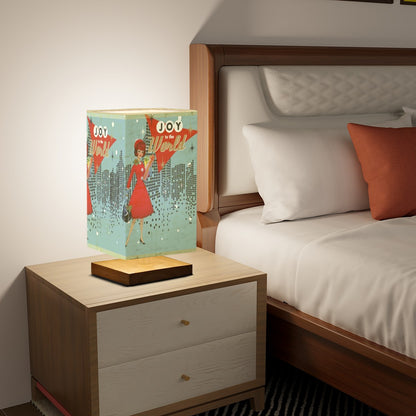 Mid Century Modern Christmas Table Lamp, Kitschy Joy To The World Mod Gal In City Square Table Lamp - Mid Century Modern Gal