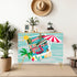 Hotel California 50s Palm Springs California Kitschy Flamingo, Atomic Cats Mid Century Modern Wooden Storage Cabinet - Mid Century Modern Gal
