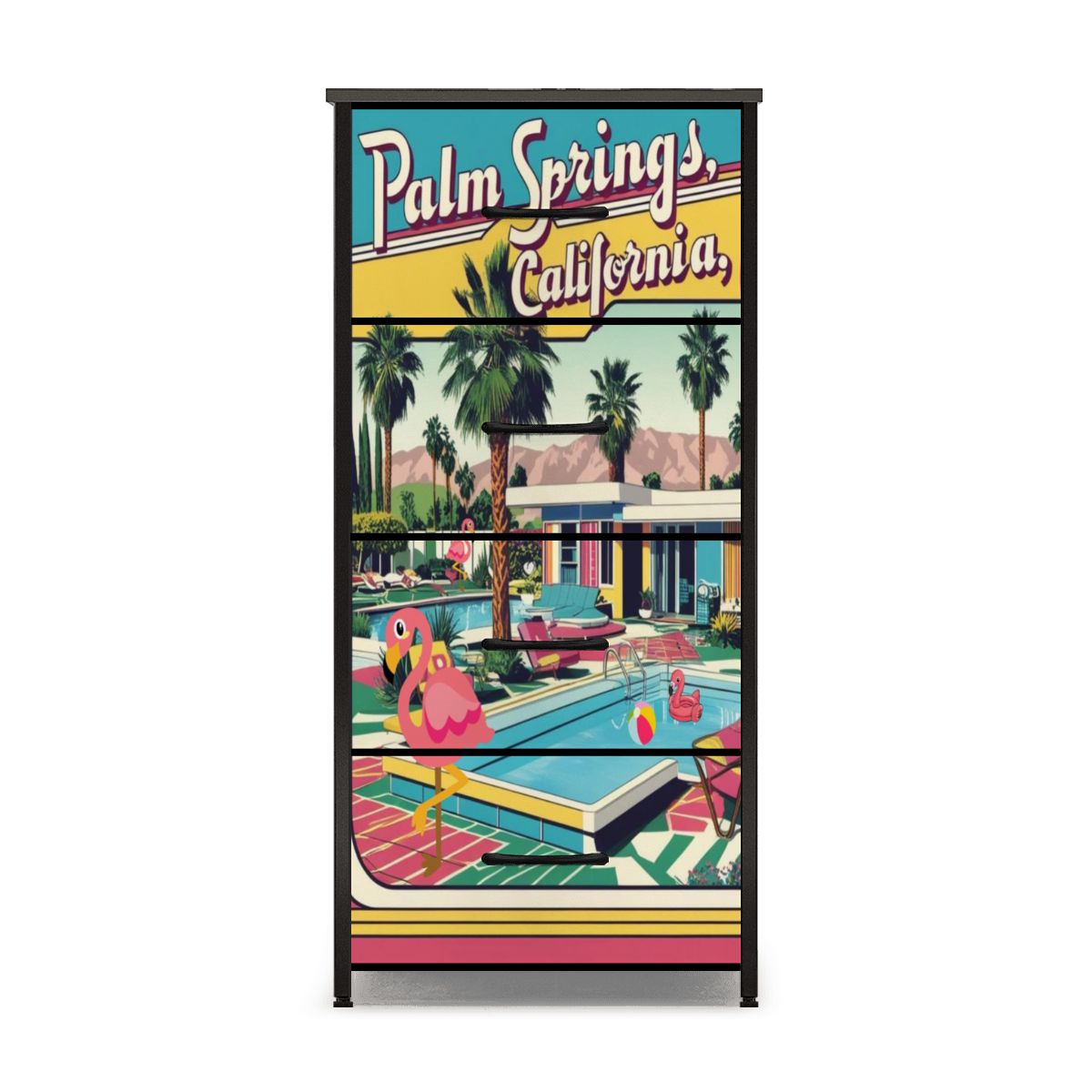 Mid Century Modern Kitschy Flamingo Old Palm Springs California 50s Deco 4-Drawer Dresser - Mid Century Modern Gal
