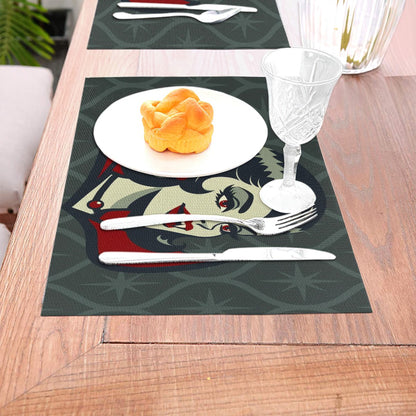 Vampire Dracula Girl Halloween Goth Horror Buff MCM Green Placemat 1pc - Mid Century Modern Gal