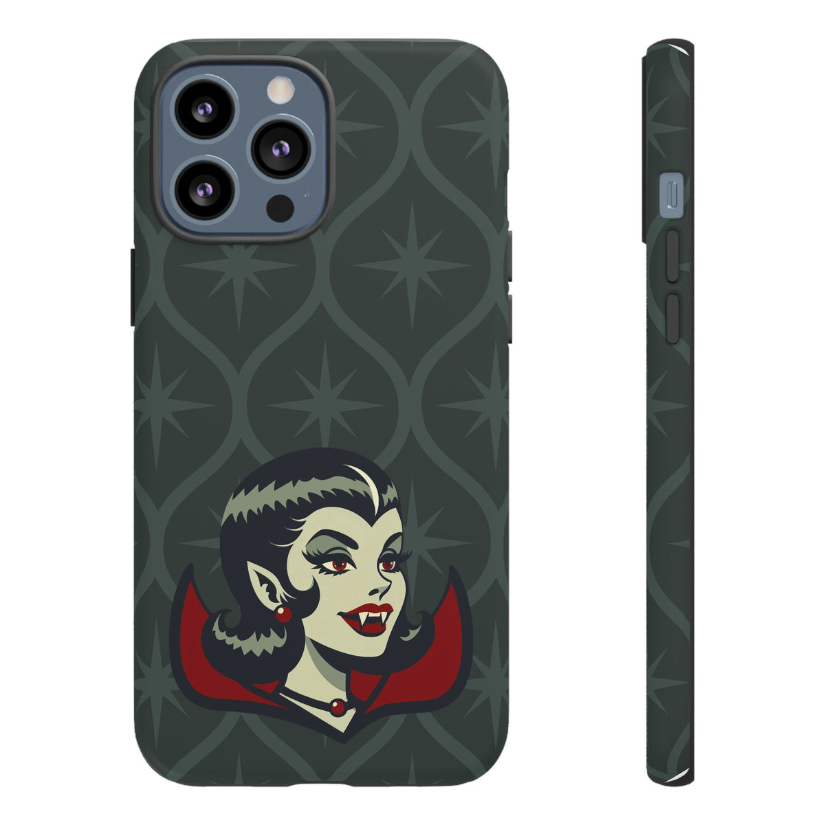 Vampire Dracula Girl Halloween Goth Horror Buff MCM Green Tough Phone Case