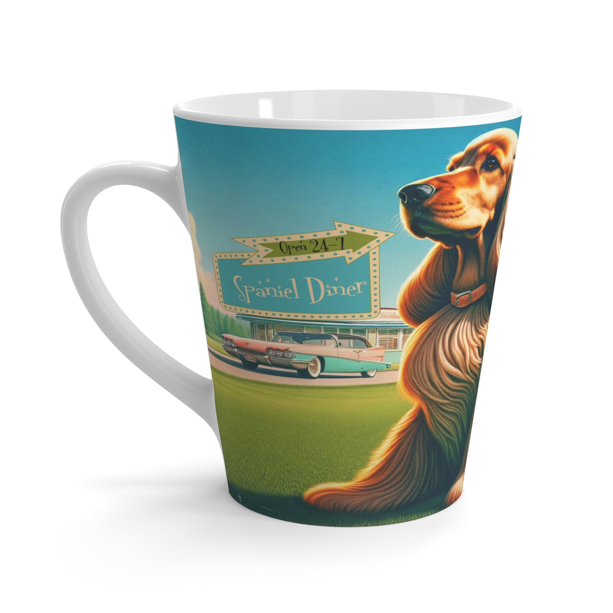 King Cavalier Spaniel Dog Lover, Retro Mid Mod Latte Mug