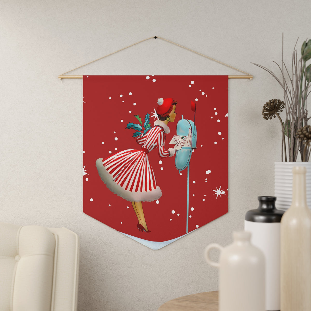 Vintage Holiday Pennant Banner - Retro Christmas Decor - Mid Century Modern Gal