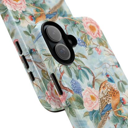 Chinoiserie Designed Floral Pheasant Phone Case with Bird Design