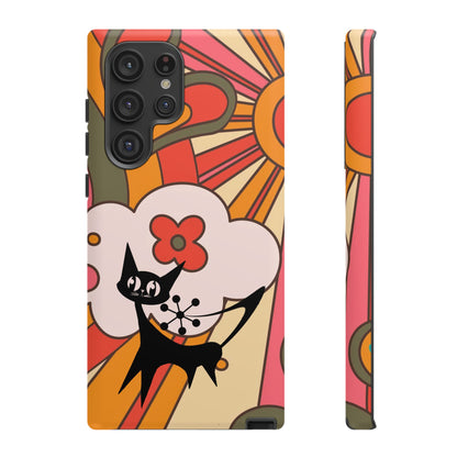 Atomic Cat, Retro Sunburst, Groovy Mod Smart Phone Tough Phone Cases - Mid Century Modern Gal