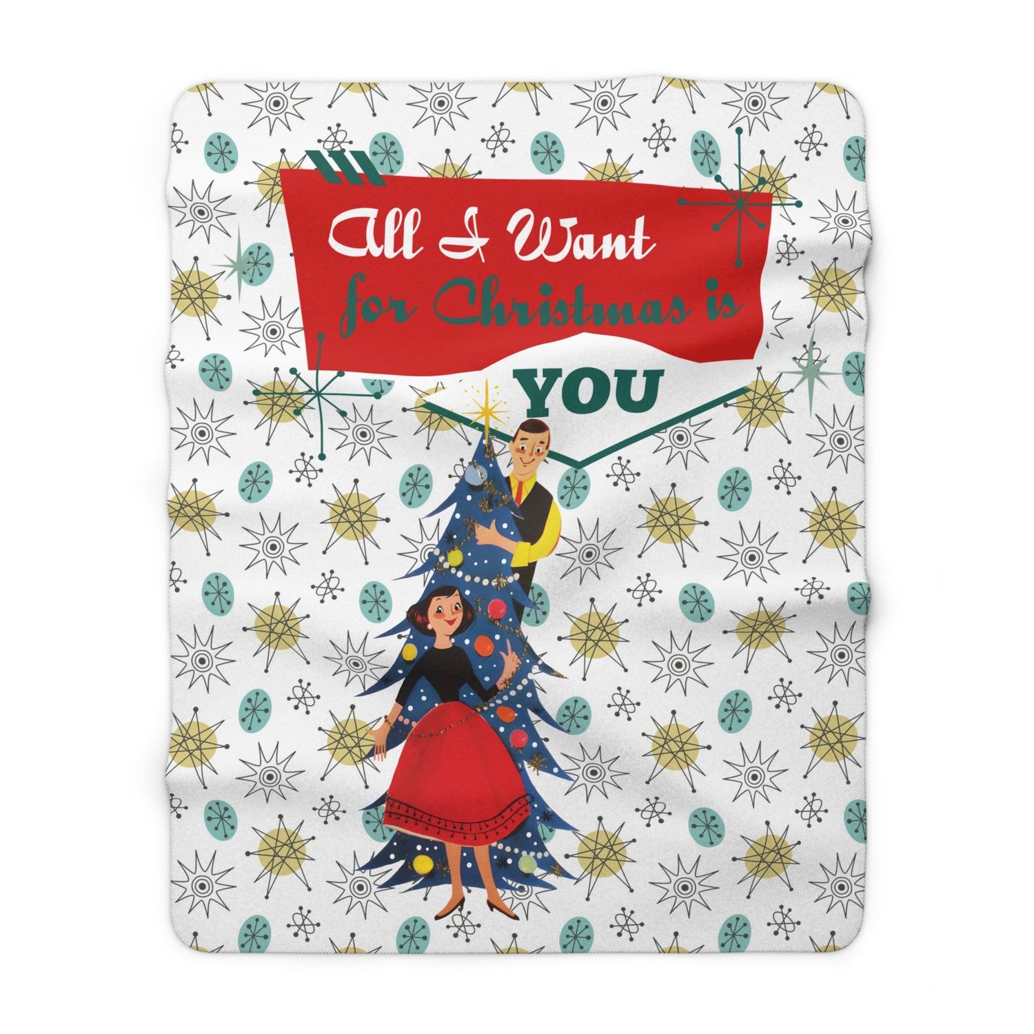 Retro Vintage Kitschy Christmas Blanket, All I Want For Christmas Is You