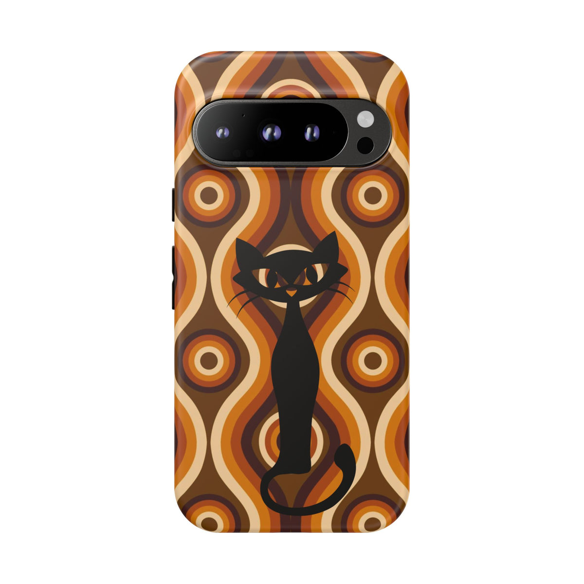 Retro Phone Case, Groovy Brown, Atomic Kitsch Cat Tough Smart Phone Cases