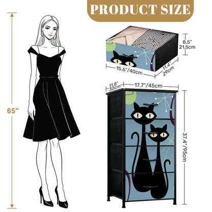Atomic Cat Kitschy Fun Blue Boomerang Design Modern 4-Drawer Dresser - Mid Century Modern Gal