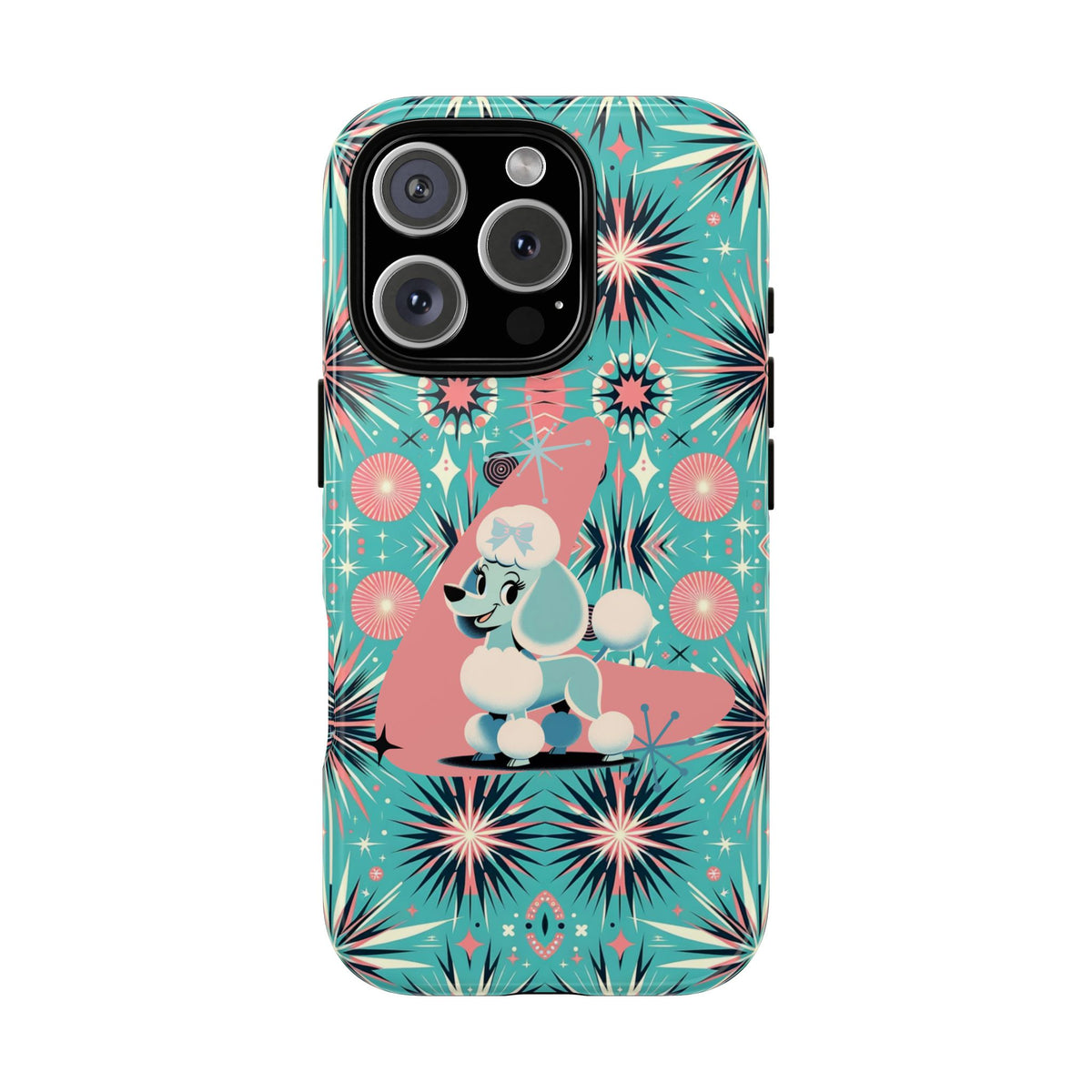 1950s Mid Century Modern Atomic Pink, Poodle Retro Smart Phone Tough Cases