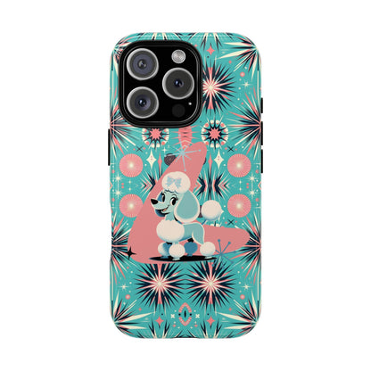 1950s Mid Century Modern Atomic Pink, Poodle Retro Smart Phone Tough Cases