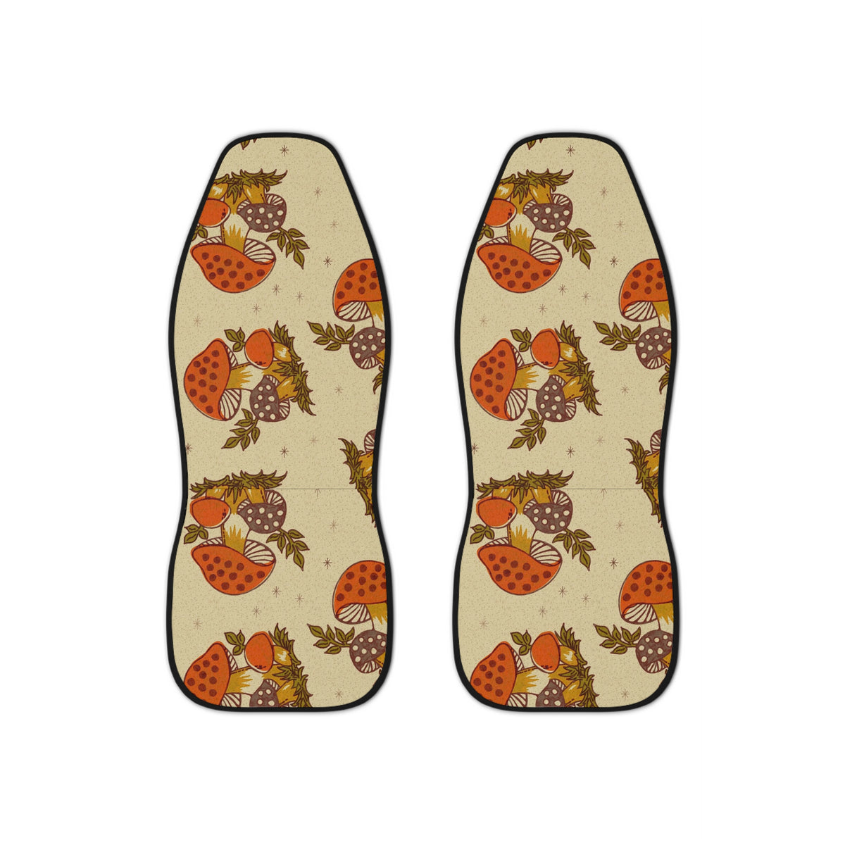 60s 70s Merry Mushroom Retro Car Seat Covers, Orange Brown Groovy Hippie, Hipster Car Accessories - Mid Century Modern Gal