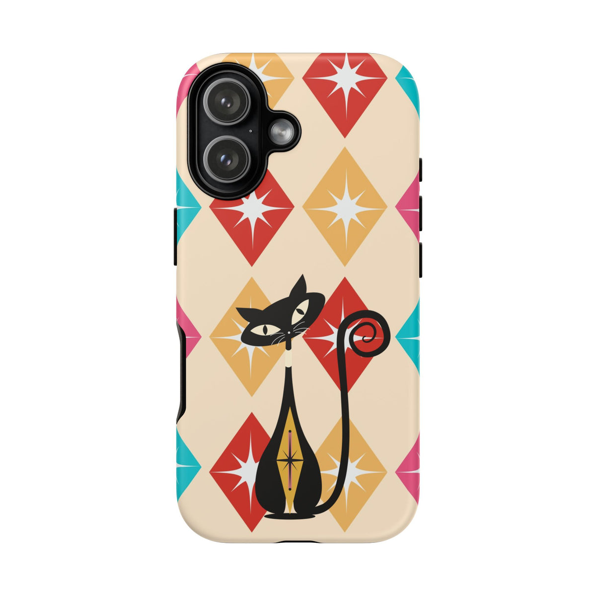 Mid Century Modern Atomic Cat, Atomic 50s Diamonds Retro Phone Tough Cases