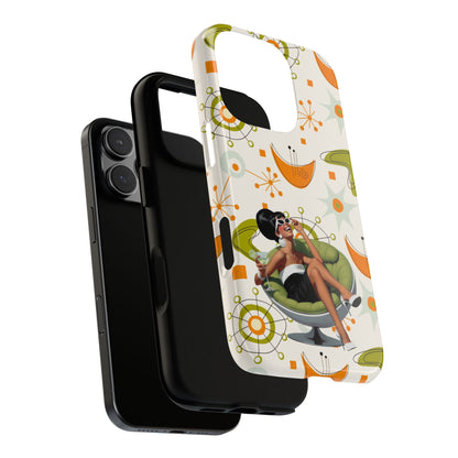 Mid Century Modern Atomic Starburst Mid Mod 60s Gal Retro Chic Tough Phone Case with Vintage Glamour Design