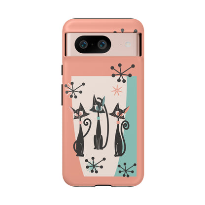 Atomic Cat Mid Mod Coral Aqua Blue Starburst Kitschy Fun Chic Samsung, Smart Phones Tough Cases