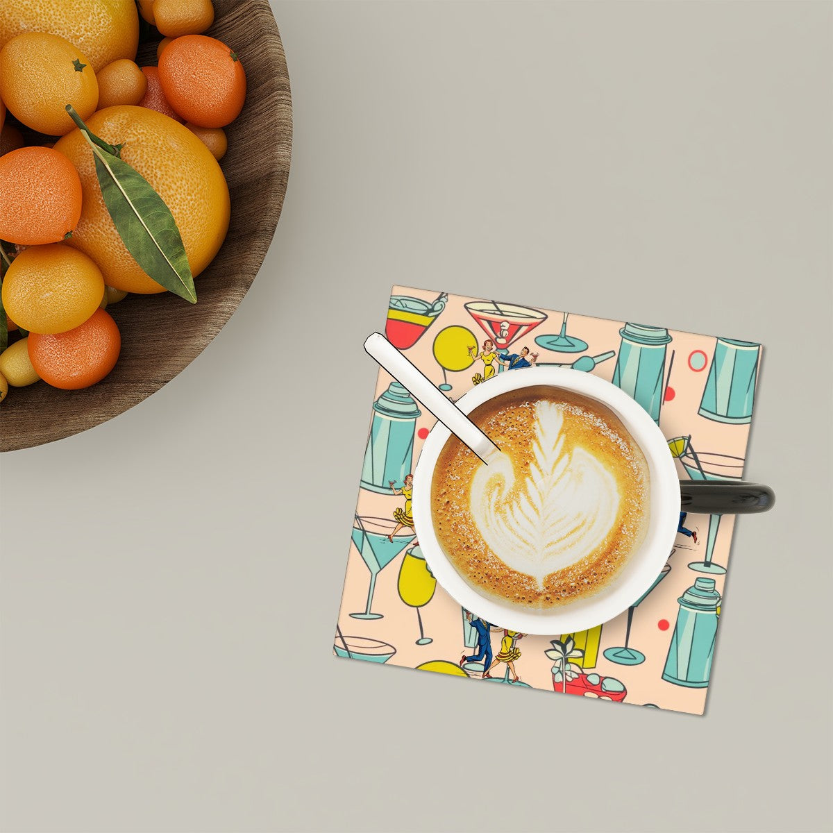 Mid Century Modern Martini Kitschy Mod Square Ceramic Coasters Set of 6 - Mid Century Modern Gal