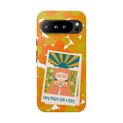 Retro Phone Case, Orange Flower Power, Polaroid Picture, Mod Smart Phone Tough Phone Cases