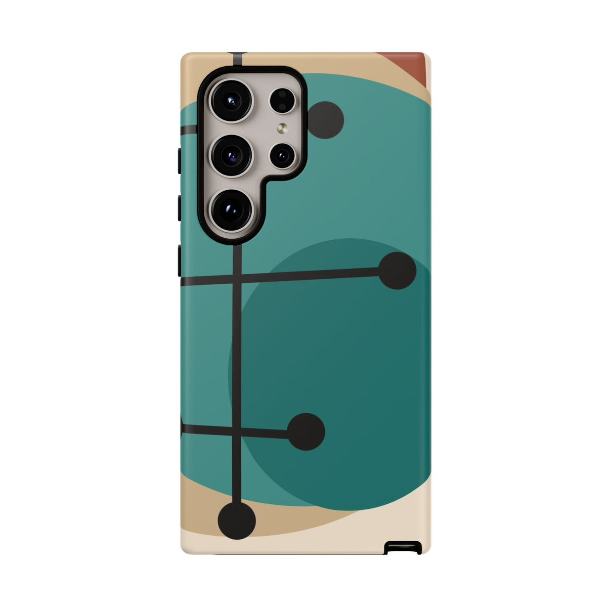 Mid Century Mod, Geometric, Retro Beige Teal Blue, Smart Phones Tough Phone Cases