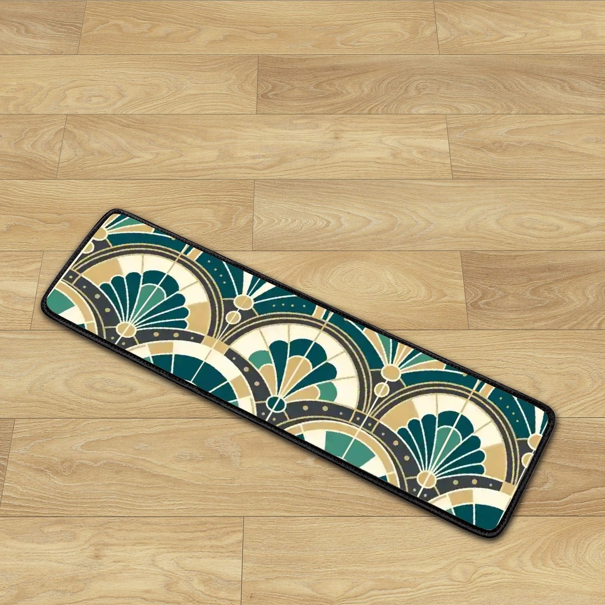 Art Deco Peacock Inspired Non Slip Carpet for Stairs Treads