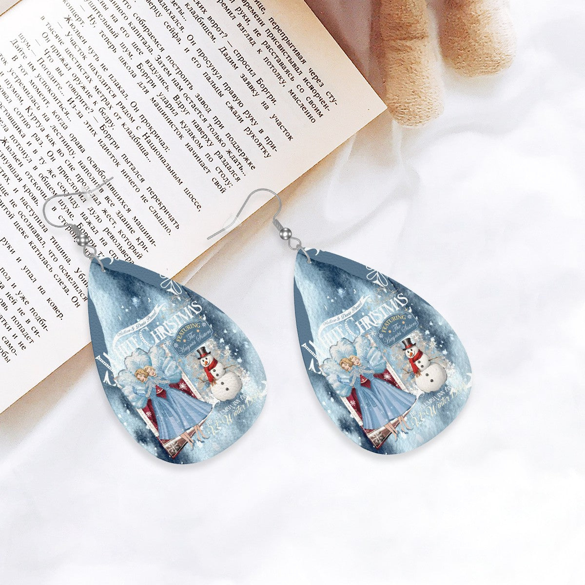 Wallace And Davis White Christmas Sister Sister Christmas Earrings - Mid Century Modern Gal