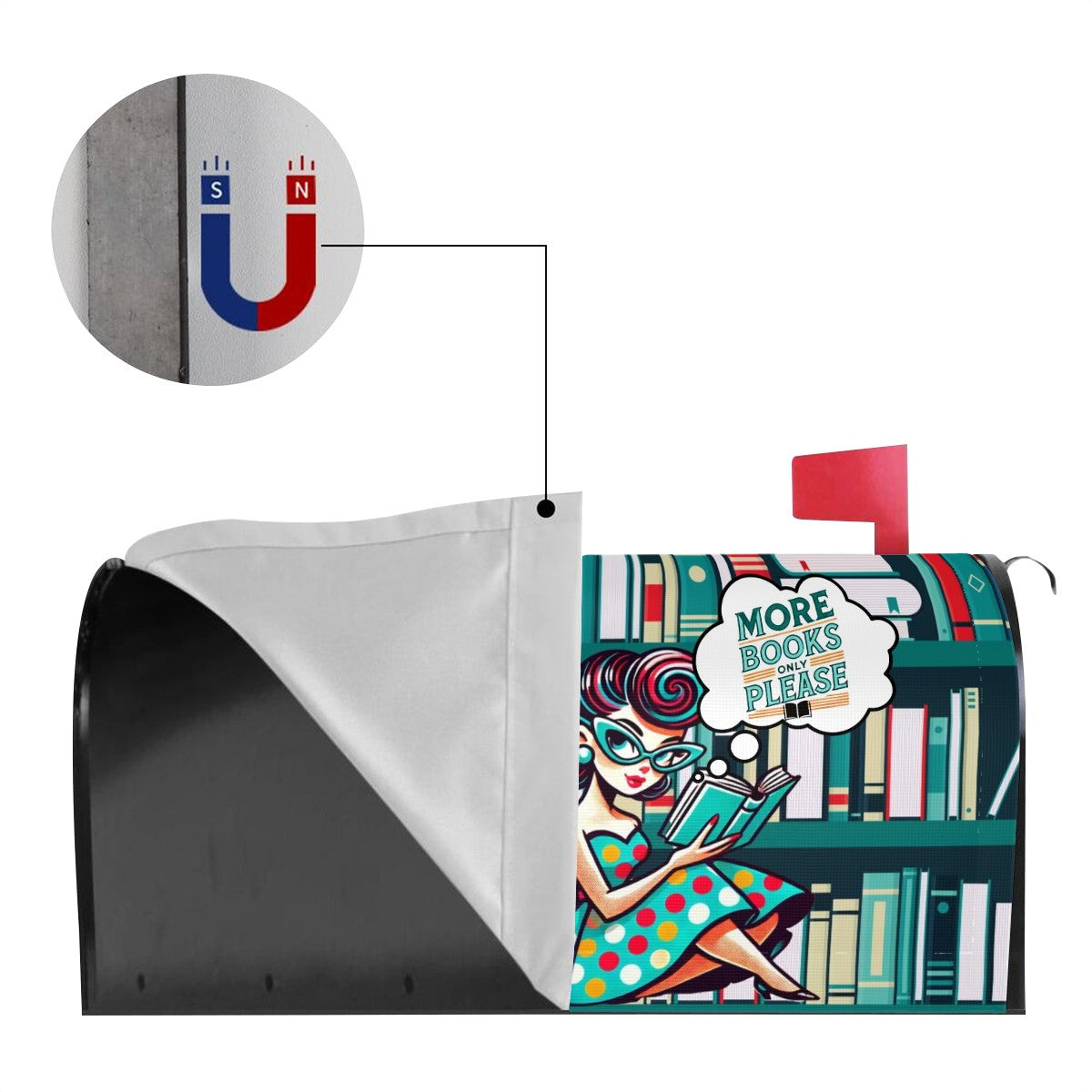 Just A Gal Who Loves Books Mailbox Cover Kitschy Retro Books Only Please Delivery - Mid Century Modern Gal