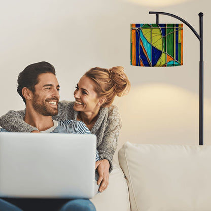 Mid Century Modern Arc Floor Lamp, Green Blue,Orange Purple Faux Glass Designed - Mid Century Modern Gal