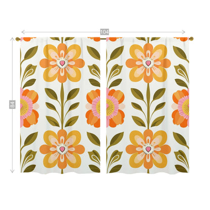 Scandinavian Mid Century Modern Pretty Floral Modern Danish Window Curtains (two panels) - Mid Century Modern Gal