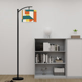 Mid Century Modern Bauhaus Orange, Teal Geometric Designed Mod Arc Floor Lamp - Mid Century Modern Gal