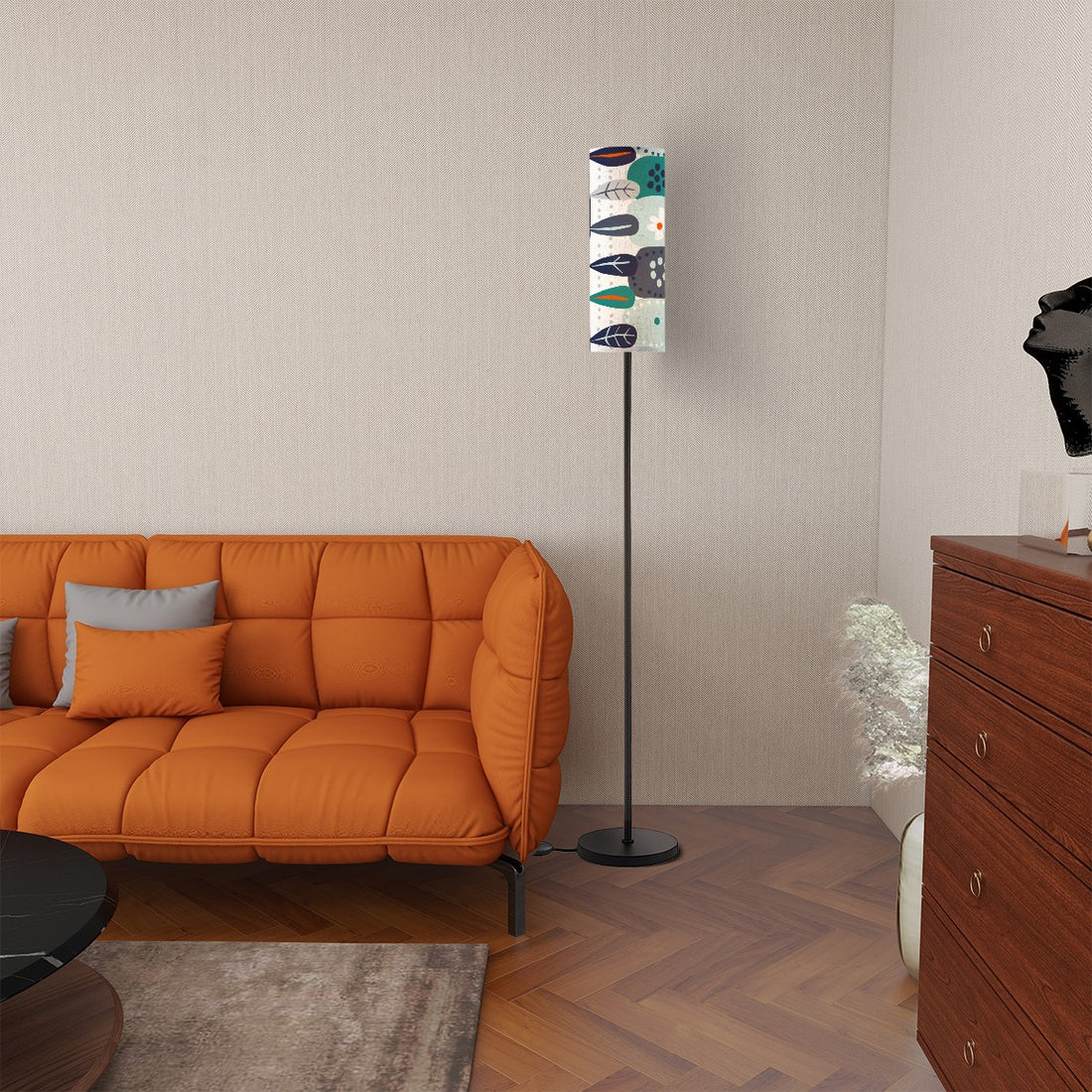 Scandinavian Flora Hygee Nordi Modern Danish Orange Blue Retro Flower Modern Floor Lamp - Mid Century Modern Gal