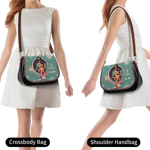 Mid Mod 60s Gal, Atomic Martini Kitschy Fun Retro Shoulder, Crossbody Bag