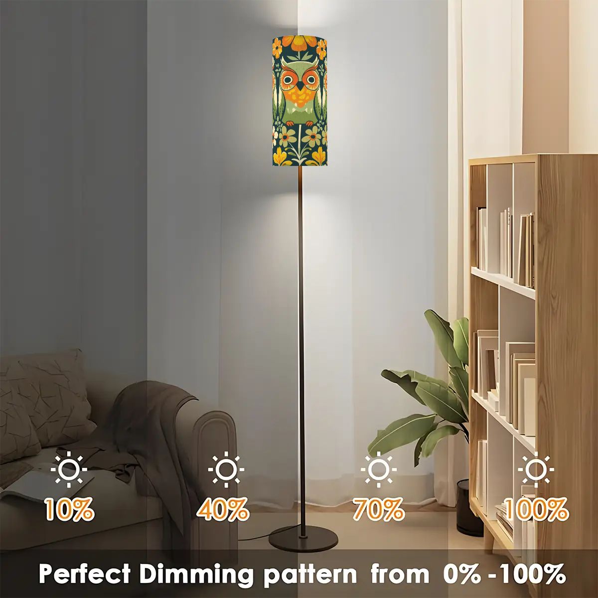 70s Retro Flower Power Groovy Owl, Orange Green Yellow MCM Floor Lamp - Mid Century Modern Gal