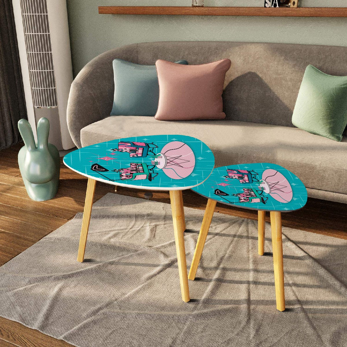 Atomic Cat, Kitschy Mid Mod Livingroom Retro Nesting Table-Book Talk - Mid Century Modern Gal