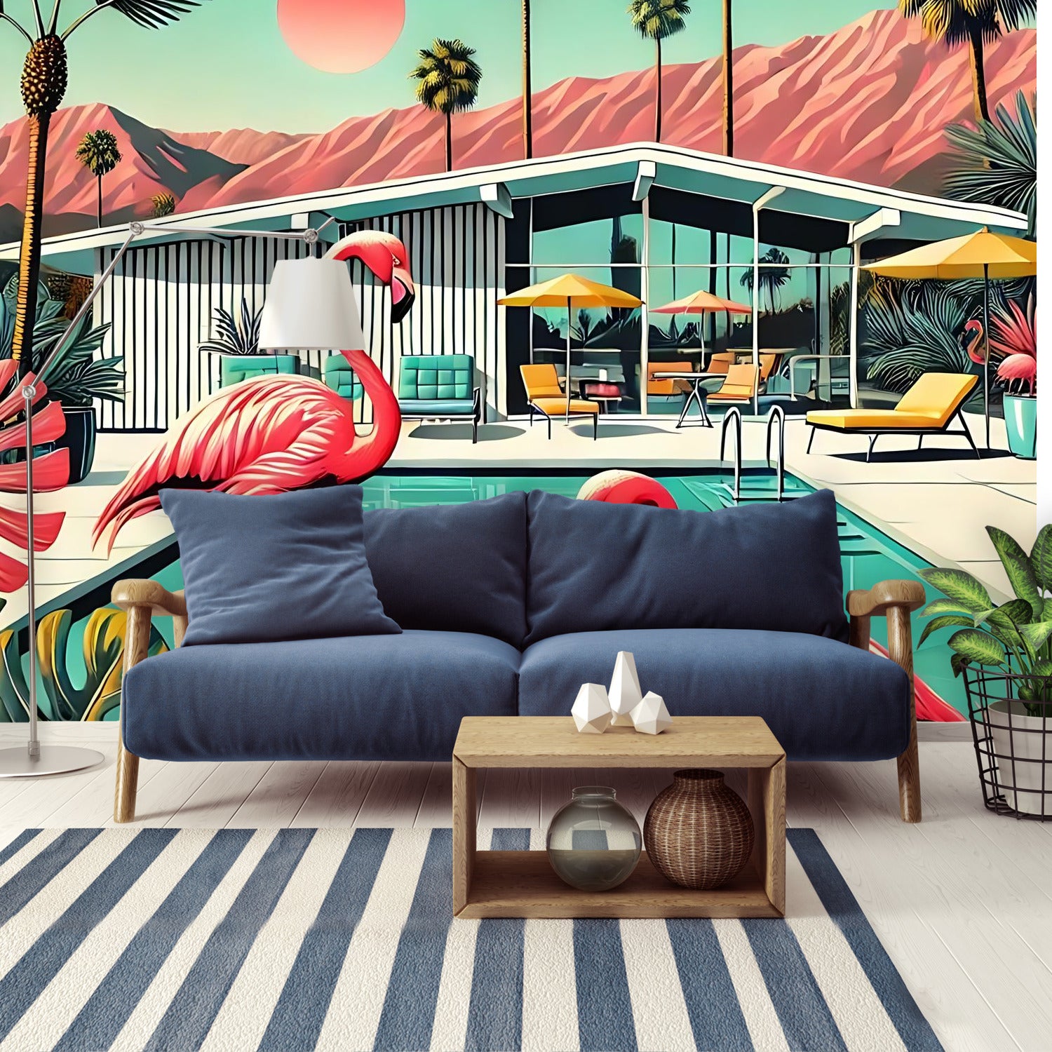 Palm Springs California Wallpaper Mural, Peel And Stick 50s Kitsch