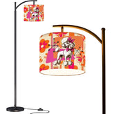 Mid Mod 50s Poodle Lamp, Orange Hot Pink Retro Arc Floor Lamp - Mid Century Modern Gal