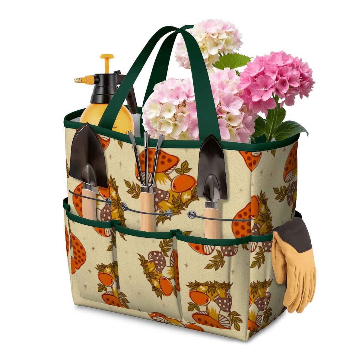 Merry Mushroom 70's Hippie Boho Orange, Groovy Cottagecore Mushroom Garden Tool Bag - Mid Century Modern Gal