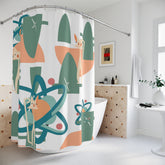 Atomic Cat, Space Kitties, Orange Tabby Cat, Mid Century Modern Shower Curtain - Mid Century Modern Gal