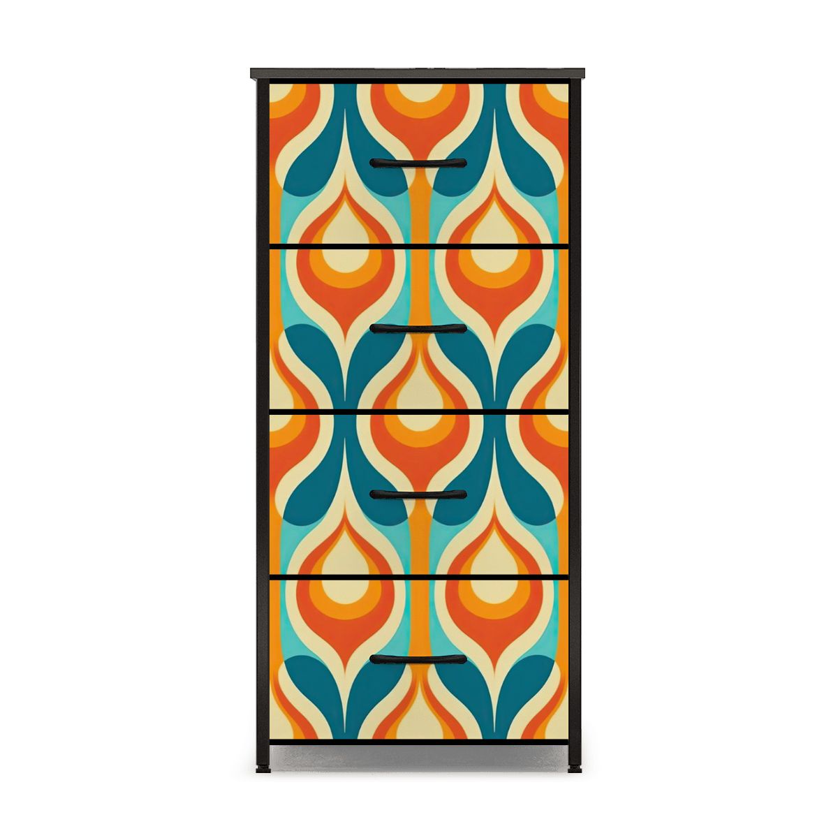 Mid Century Modern Orange Teal Mustard Yellow Retro Mod 4-Drawer Dresser - Mid Century Modern Gal