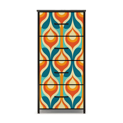 Mid Century Modern Orange Teal Mustard Yellow Retro Mod 4-Drawer Dresser - Mid Century Modern Gal