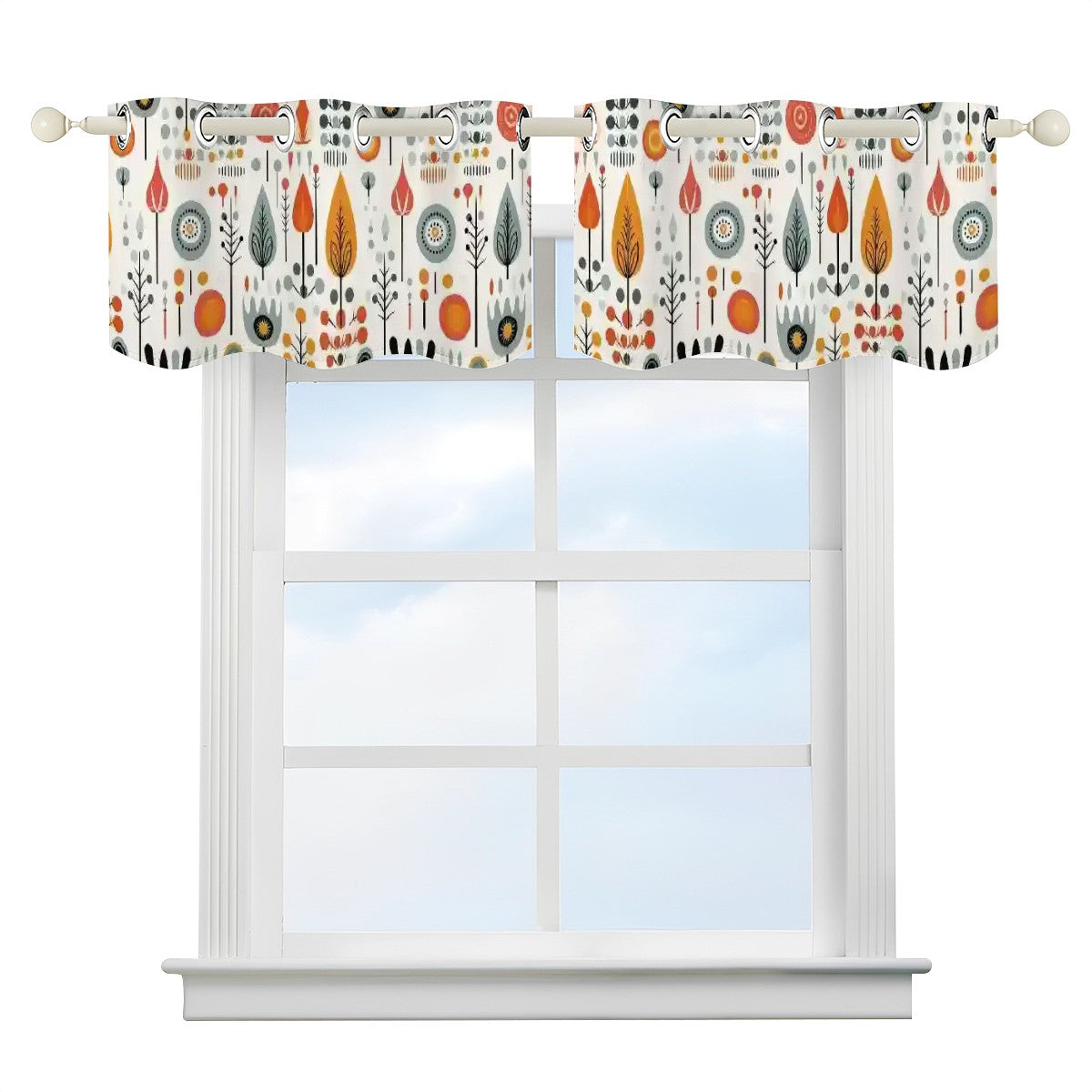 Modern Danish Scandinavian Floral Retro Mod Valance Curtains - Mid Century Modern Gal