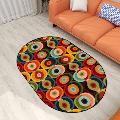 Mid Century Modern Space Orbs, Groovy 70s Oval Rug - Mid Century Modern Gal