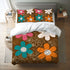 70s Groovy Retro Flower Mod Daisy Brown, Orange Pink Teal Mid Mod Queen Duvet Cover Set - Mid Century Modern Gal