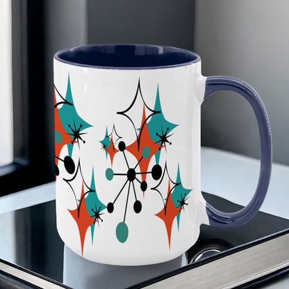 Mid Century Modern Atomic Starburst Sputnik Designed Large Colorful Mug (15oz) - Mid Century Modern Gal