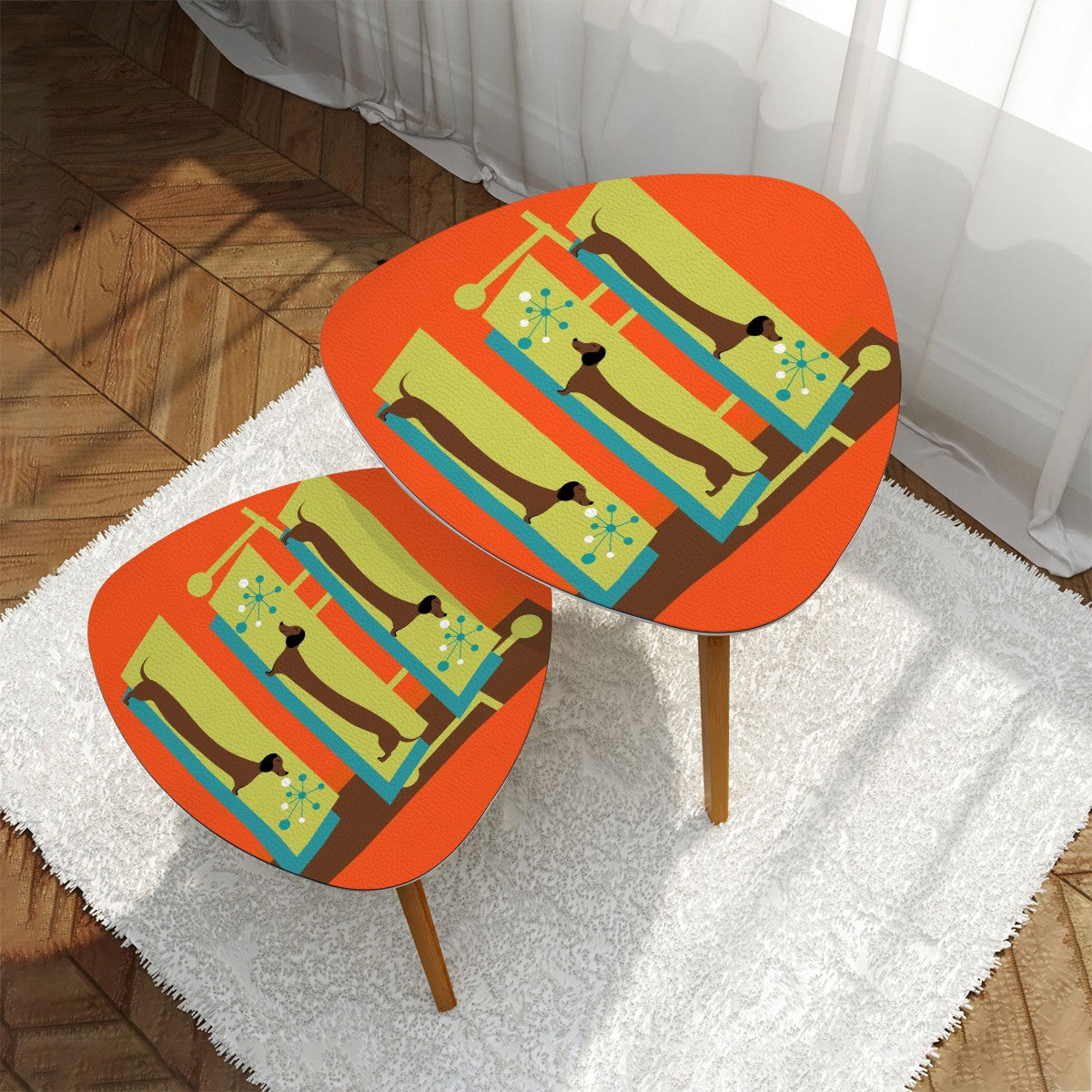 Mid Century Modern Nesting Tables, Retro Dachsund Doxie Dog Lover Decor - Mid Century Modern Gal