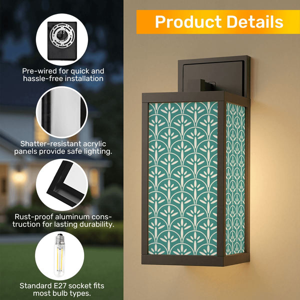 Art Deco Aqua Blue Mid Century Modern Patio Wall Light